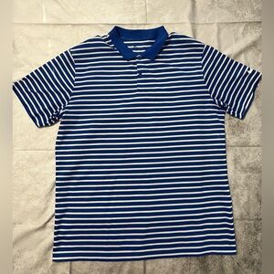 Nike Blue and White Striped Polo Shirt